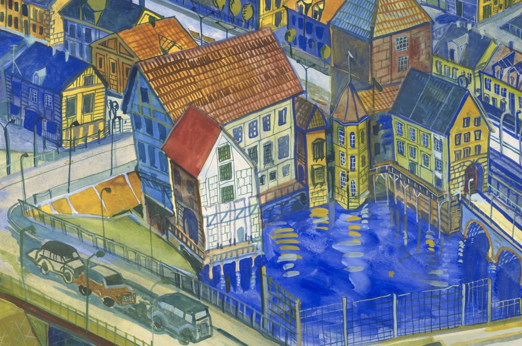 obraz kolorowy - miasto z góry